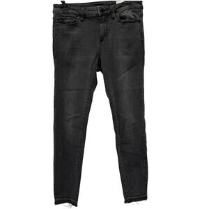 Two by Vince Camuto Faded Black Skinny Jeans Size 29/8 Raw Hem Stretch Womens